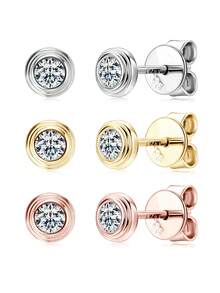 XUJIA 1 Pair 925 Sterling Silver Round Cut 3mm-0.1ct Moissanite Women's Fashion Small Hoop Earrings, Jewelry Gift For Valentine's Day Anniversary, Birthday Present For Girlfriend