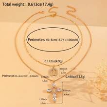 1 Set Elegant Christian Cross & Virgin Mary Icon Pendant Necklace, Fashion Jewelry Accessory Suitable For Daily, Holiday Wearing, Memorial Gift