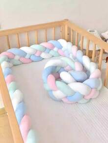 1 件 1 个月/2 个月/3 个月婴儿床保险杠、4 股编织婴儿床内衬、打结长条婴儿床护栏、婴儿房防撞垫、婴儿床床上用品、摇篮保护装置、新生儿日托婴儿床保险杠、男孩和女孩婴儿房装饰