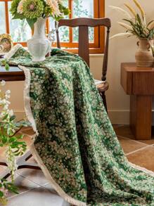 1 Pc Vintage Green Floral Decor, Countryside American Style, Suitable For Cafe, Photography, Home Kitchen Gatherings, Dessert And Afternoon Tea