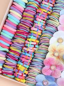 255pcs/Set Colorful Hair Scrunchies & Flower Hair Ties Combo, Includes Basic Hair Ties In Various Colors And Floral Patterned Hair Ties - Suitable For Girls And Women, Perfect For Ponytails, Parties, And Adorable Hairstyles, Great Gift Choice