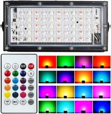 TIANLAI Reflector RGB 30W Multicolor con Control, Foco LED Reflector 30 Watts (300W) Reflector Led Exterior, Resistente Al Clima, Ahorro de Energía - Multicolor - Ver 2