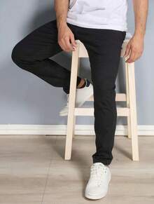 Men's Slim Fit Casual Sport Twill Pants With Built-In Pocket Knife Pocket With Lycra High Durability And Comfort - màu đen - Xem 3