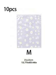 Bolsa de almacenamiento de ropa de PEVA, bolsa de almacenamiento de viaje con estampado de pequeñas margaritas, bolsa de clasificación de ropa transparente de PVC, bolsa de empaque impermeable con cremallera para ropa interior, caja de almacenamiento de ropa con patrón de pequeñas margaritas para el hogar, bolsas de almacenamiento transparentes y esmeriladas, bolsas de embalaje de envíos, para empacar camisetas, camisas, zapatos, documentos, bolsas de plástico con cierre hermético reutilizables, ahorro de espacio bolsas de almacenamiento de viaje