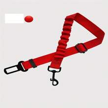 Adjustable Dog Car Safety Leash - Elastic Nylon Retractable Restraint Belt With Sturdy Buckle, Fit All Dog Sizes, Geometric Pattern (Black/Olive Green/Red) - Hand Wash Only, Dog Harness