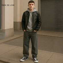 Men's Thick Leather Motorcycle Jacket Resists Strong Cold - màu đen - Xem 4