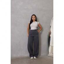 High Waist Tailored Wide Leg Pants – Elegance And - 灰色 - 查看 1