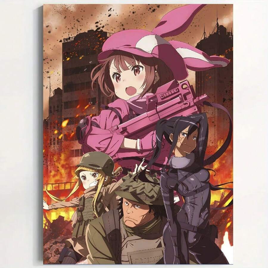 1pc Framed Skinhub  Sword Canvas Art Online Alternative: Gun Gale Online SAO GGO Anime Poster - Framed - View 1