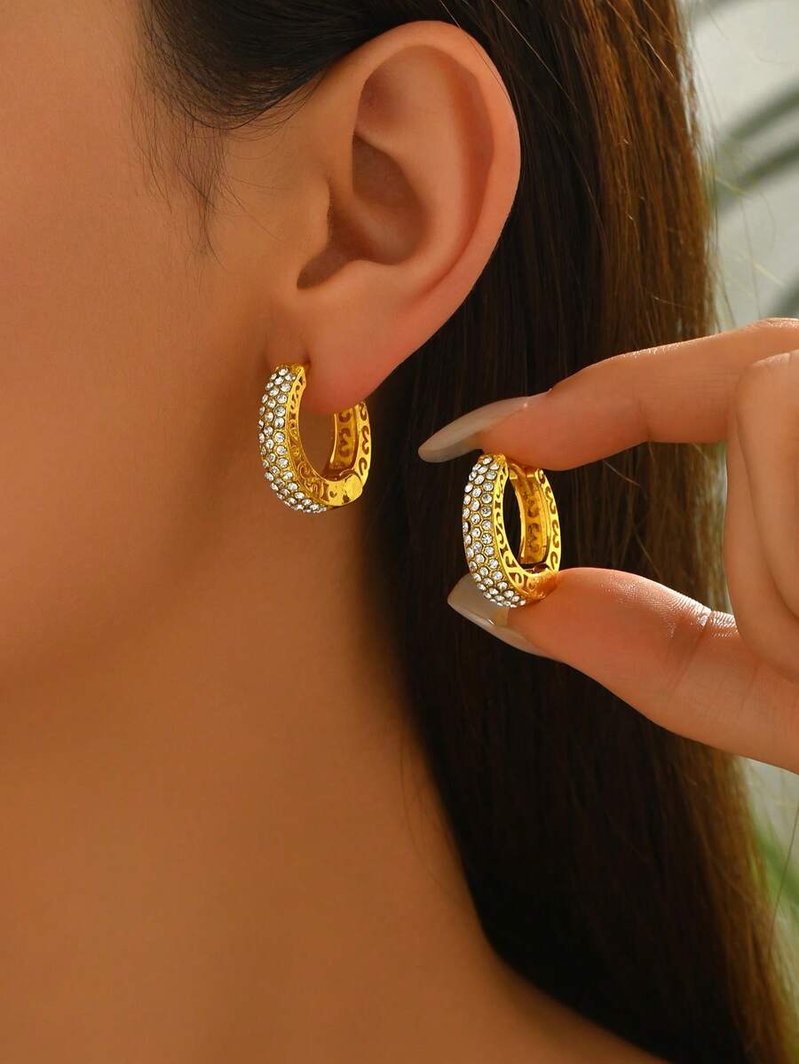 1 對時尚創意簡約奢華波西米亞風格耳環適合女士日常佩戴 - 金色 - 查看 1