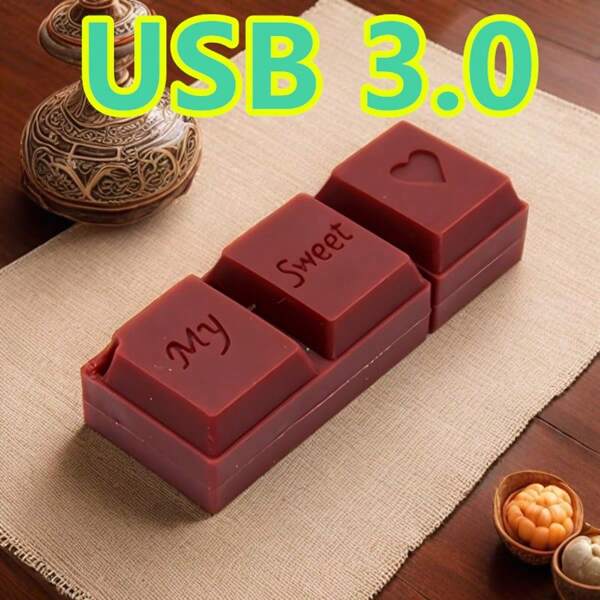 BIYETIMI USB 3.0 闪存盘 128GB 卡通巧克力U盘 64GB 32GB 创意U盘 8GB 结婚礼物