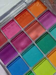 16Grids Colorful Neon Nail Art Powder,Fluorescent Nail Glitter Pigment Dust For Vibrant Pink, Yellow & Green Ombre Designs For Nail Art Design Decorations Accessories,Women's Nail Salon Supplies - Apricot - View 5