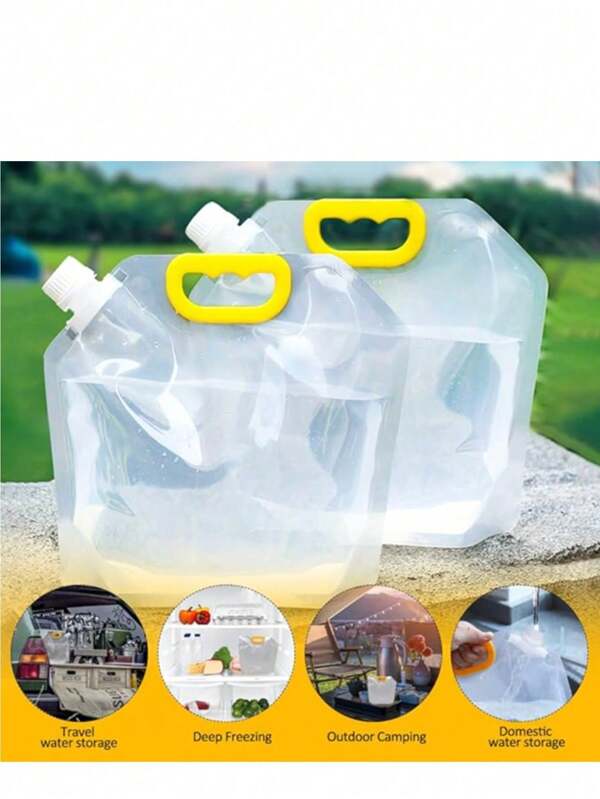 1 pieza Bolsa reutilizable transparente para bebidas con asa amarilla - Plástico duradero, a prueba de fugas y sin olor, adecuada para cerveza, vino, granos y almacenamiento de alimentos - Excelente para la organización del refrigerador y la cocina