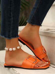 Nuevas sandalias planas de estilo para mujeres - Naranja - Ver 7