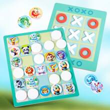 Juego de ajedrez y memoria 2 en 1 XO Well, juego de puzzle de ajedrez batallas entre 2 jugadores, juguete de madera para entrenar la interacción entre padres e hijos, ejercitar el pensamiento lógico