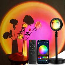 Sunset Lamp Projector LED Lights For Room Aesthetic Night Light W/ Remote& APP 16-Color Dimmable 16 Modes Ambient Projection For Bedroom, Living Room, Party, Photography Background, Romantic Dates, Four Seasons Home Halloween Decor, House Warming Gift - Đèn H7020 Sunset - Xem 1