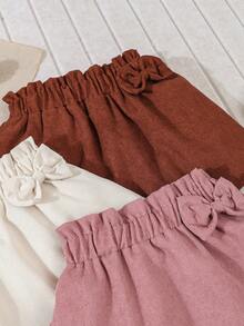 3pcs Girls Cute Bow Decor Casual Flare Skirts, Loose & Versatile, Summer Beach Resort, Toddler - Multicolor - View 3