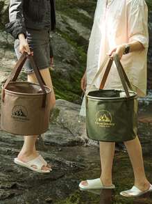 Portable Foldable 5L Small Bucket, Outdoor Fishing Bait Container, Hiking Water Bucket, Military Green