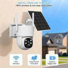 4MP Wireless Outdoor Solar Surveillance Camera,Powered By 7500mAh Battery, 5G WiFi Smart Surveillance Camera, With Spotlight And Alarm, Two-Way Audio, Color Night Vision, AI And PIR Motion Detection, AI Detection For Home Security, Supports Alexa, Two-Way Communication, Waterproof, Cloud/SD Storage