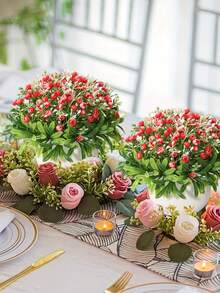 1/2 chậu cây hoa baby's breath giả, màu đỏ và trắng, làm từ chất liệu PE, hoa và cây nhân tạo, trang trí bàn làm việc, quà tặng mùa cưới, quà tặng ngày Valentine, trang trí sân vườn, trang trí phòng, trang trí ký túc xá và văn phòng, trang trí nhà cửa, món quà tuyệt vời. - Nhiều màu - Xem 10
