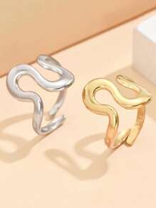 Anéis banhados a ouro em formato de cobra para mulheres, anel de personalidade oval oco de aço inoxidável, joia feminina de luxo à prova d'água, novos anéis abertos de metal exagerado irregulares e femininos, elegante anel de pérola falsa barroca, acessórios de joia