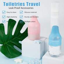 OT-NVWOZR 12 Stück Auslaufsichere Hüllen für Reisebehälter, Reise-Flaschenhüllen aus Silikon, Elastische Hüllen zum Auslaufenschutz, Wiederverwendbare Toilettenartikel für Shampoo, Duschgel (Mehrfarbig, Toilettenartikel)