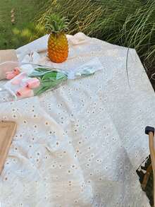 1pc Outdoor Picnic Tablecloth With Tassels, Elegant Dining Mat For Picnics & Outings, High-End Design