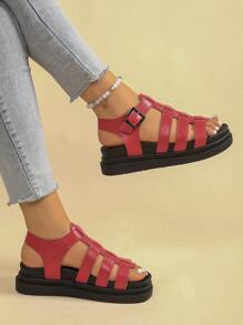 Women's Flat Sandals, New Thick Bottom Black Sandals, Roman Style Non-Slip Versatile Fashion Sandals For Summer Casual Beach