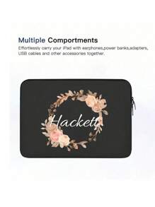 1 Piece 13 Inch Diy Printed Laptop Bag, Gold Rose Wreath, Simple Briefcase, Laptop Protection Bag, Laptop Commuter Briefcase, Document Storage Bag, Commuter Bag, Computer Storage Bag With Zipper, Suitable For Daily Commuting, Business Trips, Travel, Back To School, Also The Best Choice For Birthday Gifts And Holiday Gifts