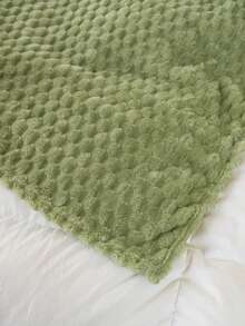 Contemporary Flannel Throw Blanket - Machine Washable, Versatile Solid-Colored Cozy Polyester Throw For Sofa, Bed, Office, And Travel - All-Season Comfort, Woven, 200-250 GSM - Ideal Gift,Fall Decor,Autumn Decor,Room Decor - Green - View 6
