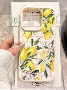 1 chiếc ốp lưng điện thoại mềm mại, chống rơi, chống trượt, họa tiết chanh và vải thiều, màu hồng nhạt mùa hè, tương thích với Apple và các dòng điện thoại khác, phiên bản quốc tế, không phải phiên bản nội địa. - Nhiều màu - Xem 1