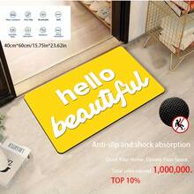 1 Piece Non-Slip Ultra-Absorbent Farman Velvet Bath Mat Soft Thickened Greeting Door Mat Area Floor Mat Indoor/Outdoor Entry Door Mat Area Rug Microfiber Polyester Bath Mat - Hello Beautiful Non-Slip Bathroom Carpet Back To School