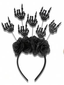 Halloween Party Rose Flower Headband, Dark Gothic Style Masquerade Bat Spider Headdress, Horror Artificial Flower Headpiece, Halloween Accessories, Hairband Headband For Women ,Hair Accessories, Diadema, Hair Hoop