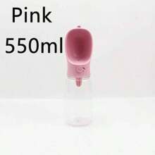 Bouteille d'eau pour chien de 550 ml/19 oz, distributeur d'eau portable pour animaux de compagnie étanche avec bol d'alimentation, convient pour la promenade en plein air, la randonnée, les voyages, en plastique (bleu/rose)