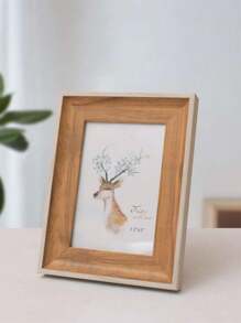 1pc 5-Inch Imitation Wooden Photo Frame With Replaceable Picture Core, Table Arrangement And Random Photo Paper Card Display Stand, Suitable For Home Decoration, Birthday And Graduation Gifts.