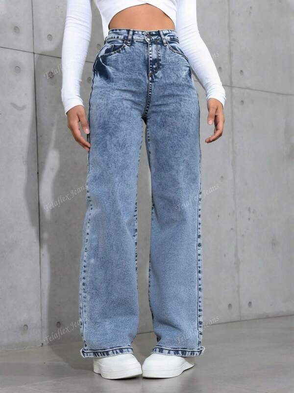 Pantalones vaqueros amplios para mujer de color azul claro, tela transpirable y cómoda, ideales para estilos casuales urbanos