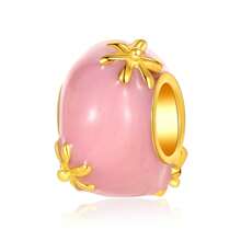 1 peça de pulseira original com pingente de contas, coleção de cores douradas, maçã, batatas fritas, abelha, flor, folhas, asas de amor, laço, estrela e pingente de contas rosa para pulseiras, joias femininas faça você mesmo