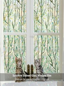 1Roll Window Privacy Film Window Film 3D No Glue Glass Sticker For Glass Door Home And Office Heat Control Anti UV Room Decor Home Decor Wall Decor Wall Stickers Stickers Wall Sticker - Multicolor - View 3