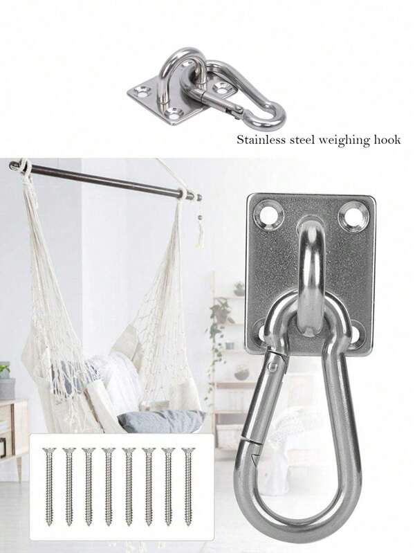 2 szt. Hak do montażu na ścianie, wytrzymały, wielofunkcyjny hamak ze stali nierdzewnej, metalowa podstawa dla dzieci w wieku od 14 lat