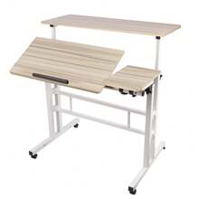 Bureau debout mobile avec plateau pour souris, réglable en hauteur, bureau assis-debout roulant, petit poste de travail sur roulettes pour ordinateur debout, bureau assis-debout pour bureau à domicile