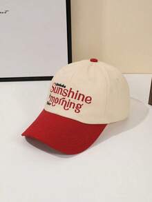 1 buah Topi Baseball Pria Model Colorblock Bordir Huruf, Model Soft Crown Kasual Vintage, Cocok untuk Perjalanan Sehari-hari dan Aktivitas Luar Ruangan - A - View 11