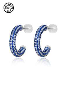 1 par de 2 piezas de aretes de piedra de circonita cúbica de plata de ley 925, regalo sorpresa para mujeres, parejas, amantes, boda, compromiso, cumpleaños, aniversario