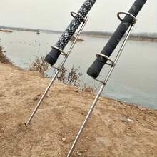 1 pieza Soporte de caña de pescar redondo y resistente, soporte vertical portátil para uso en tierra y mar, con base de doble bucle para pesca en playa y muelle