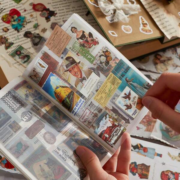 1 Pack Of 10 Pcs Classic Manor Series Sticker Book, 3 Material Types, Self-Adhesive Reusable Vintage Aesthetic Planner & DIY Decoration, Back To School