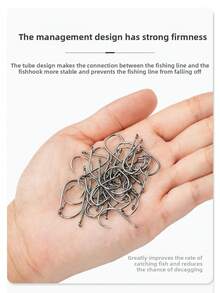 NYAYEO 600pcs Fishing Hooks Set High Carbon Steel Barbed FishHooks For Saltwater Freshwater Fishing Tackle - Black - View 10