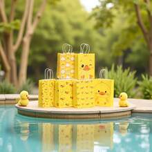 2件/6件/12件套小黄鸭礼品袋，每个袋子都有不同的表情，充满童趣和活力。采用优质材料制成，经久耐用，方便携带。适合个人使用，或作为节日、生日、派对、迎婴派对、性别揭晓、返校季、商场购物袋的礼物。 - 彩色 - 查看 3