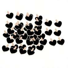50pcs Hanging Wooden Blackboard Message Clips, Price Tags, Heart Shaped, For DIY Crafts, Weddings, Events, Retail Stores, Strong Sturdy Construction, School Supplies,Back To School