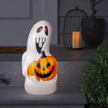 18" Blow Mold Ghost With Jack Halloween Decorative Prop White