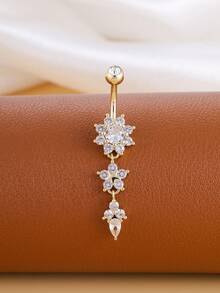 6pcs Medical Grade Stainless Steel Gold Butterfly Chain Belly Button Rings, Classic Pendant Piercing Jewelry Gift, Daily Wear - Yellow Gold - View 5