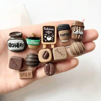 12pcs Mini Coffee Creative Refrigerator Magnets Memo Board Stickers, Personalized Fridge Magnets Suitable For Kitchen, Office, Whiteboard, Storage Cabinet, Dishwasher, Kitchen Decor, Home Decor, Mother's Day Gift