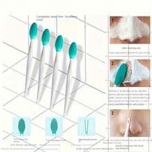 2 piezas Cepillo de limpieza facial de silicona 2 en 1, Exfoliante facial suave de doble cara, Sin formaldehído, Sin perfume, Para eliminar los puntos negros y el vello nasal, Limpieza suave